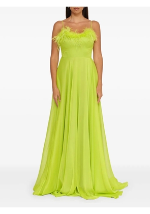 FOREVER UNIQUE feather-trimmed slit maxi dress - Green