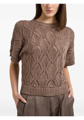Peserico pointelle-knit T-shirt - Brown