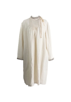 Prada pleated embellished-neck dress - Neutrals