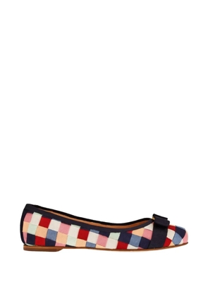 Ferragamo bow woven ballet flats - Blue
