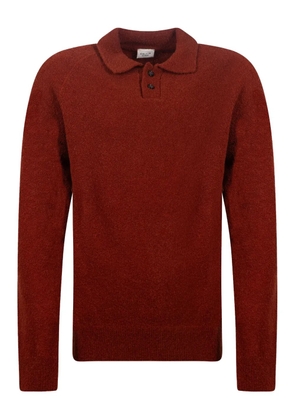 gallia buttoned collar knitted sweater - Red