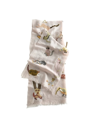 SOPHIE DIGARD animal-motif fringed scarf - Pink