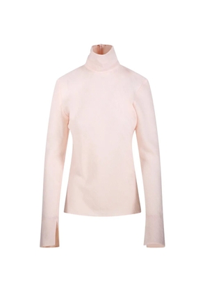 SANDBEIGE turtleneck split cuff blouse - Pink