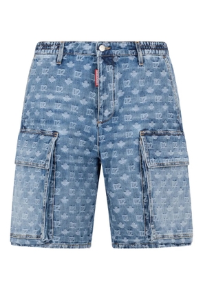 DSQUARED2 logo-pattern cargo shorts - Blue