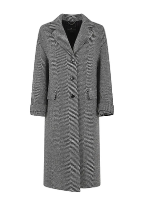 Ermanno Scervino herringbone buttoned coat - Black