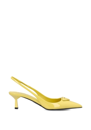 Prada logo-plaque pointed-toe pumps - Yellow