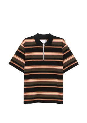 sacai striped zip-up poplin polo shirt - Green