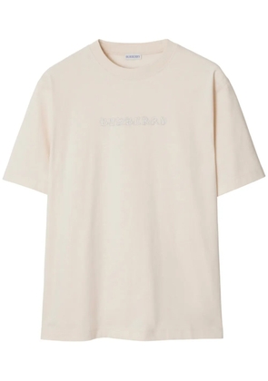Burberry logo-embroidered T-shirt - Neutrals