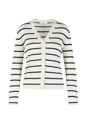 Max Mara striped V-neck cardigan - White