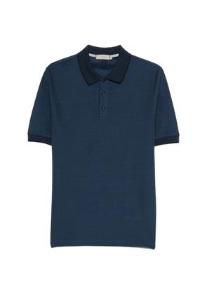 Canali ribbed trim polo shirt - Blue