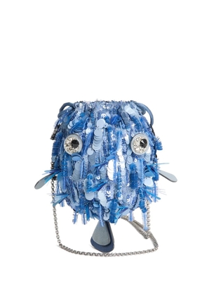 Anya Hindmarch sequin-embellished blowfish cross body bag - Blue