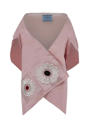 Prada floral-patch stole - Pink