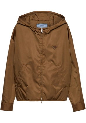 Prada logo-patch hooded jacket - Brown