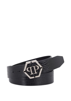 Philipp Plein Cocco buckle leather belt - Black