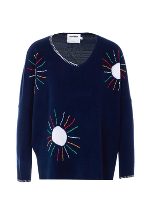 Not Shy embroidered V-neck cashmere sweater - Blue