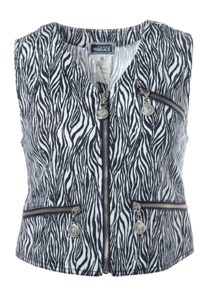 Versace Pre-Owned 1980-1990s zebra zip vest - White