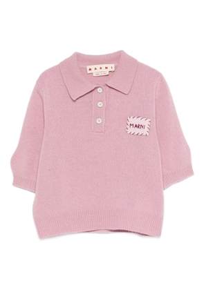 Marni logo-patch polo top - Pink