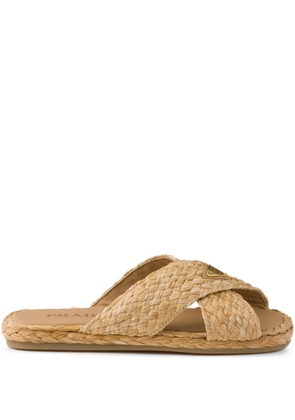 Prada raffia slides - Neutrals