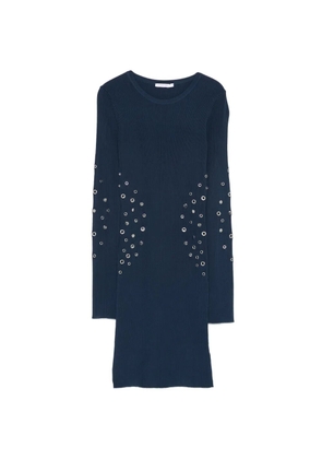Patrizia Pepe eyelet-embellishment ribbed mini dress - Blue