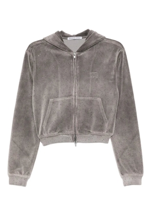 Alexander Wang crystal-embellished zipped hoodie - Grey