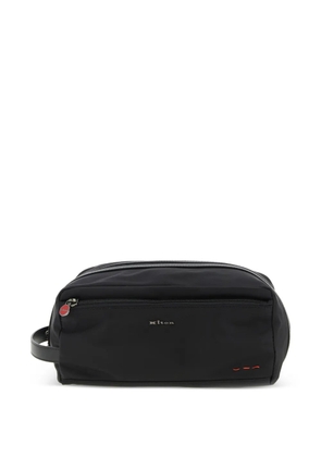 Kiton logo-lettering zipped wash bag - Black