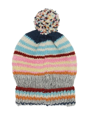 Chamula striped pom-pom beanie - Grey