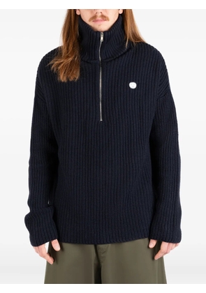 Société Anonyme half-zip ribbed sweater - Blue