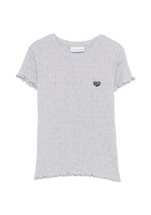 Maison Labiche ruffled logo-patch T-shirt - Grey
