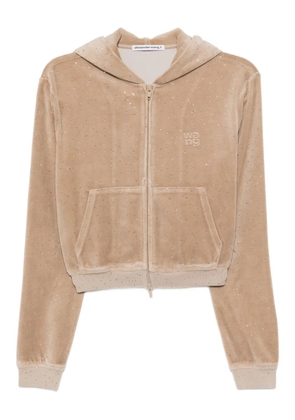 Alexander Wang crystal-embellished zipped hoodie - Neutrals