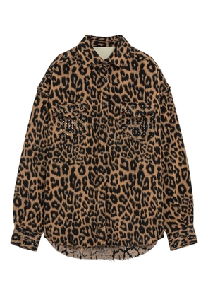 A Paper Kid leopard embellished shirt - Brown