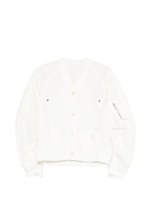 sacai zip-pocket cardigan - White