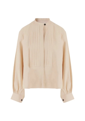 Jil Sander pleats mandarin-collar shirt - Neutrals