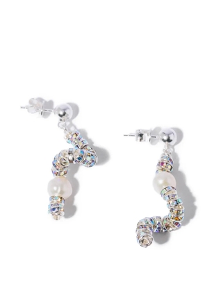 Pearl Octopuss. Y pearl embellished drop earrings - Silver