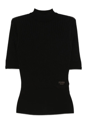 FENDI logo-detail ribbed top - Black