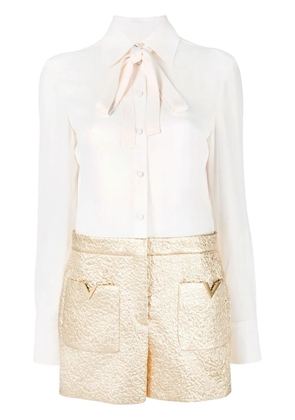 Valentino Garavani pussy-bow collar playsuit - White