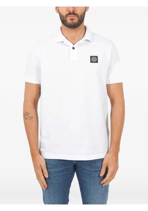 Stone Island button logo-patch polo shirt - White