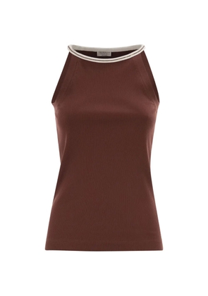 Brunello Cucinelli ribbed crew-neck tank top - Brown