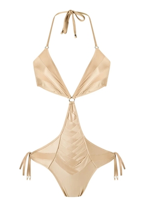 Amir Slama panelled swimsuit - Neutrals