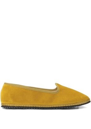 Vibi Venezia Trim Velvet Flat Shoes - Yellow