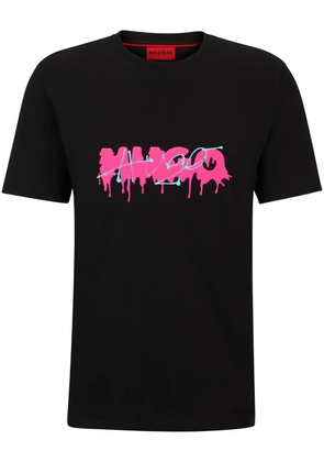 HUGO logo-appliqué cotton T-shirt - Black