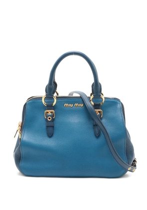 Miu Miu Pre-Owned 2000-2015 Madras top-handle leather tote bag - Blue