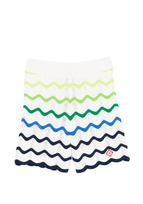 Casablanca wave pattern knitted shorts - White