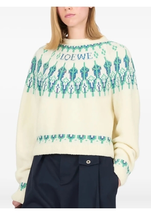 LOEWE fairisle-pattern logo-detail sweater - White