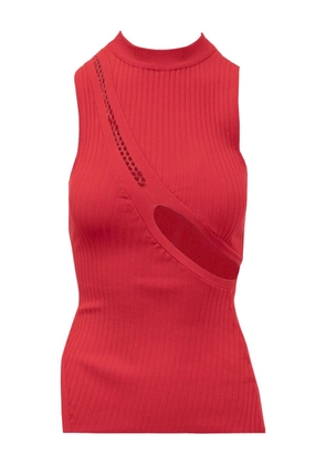 The Attico cut-out ribbed top - Red