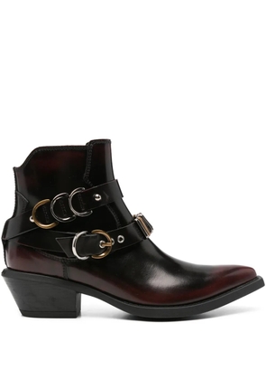 PINKO buckle-strap pointed-toe boots - Red