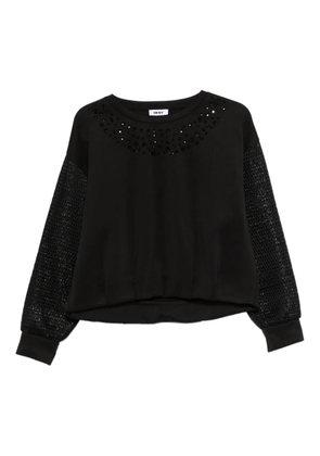DKNY embellished mesh-sleeve sweatshirt - Black