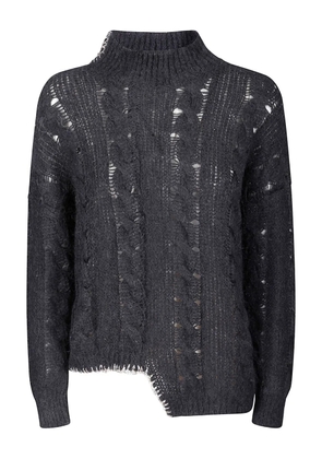 Handmade Cecile cable-knit sweater - Grey