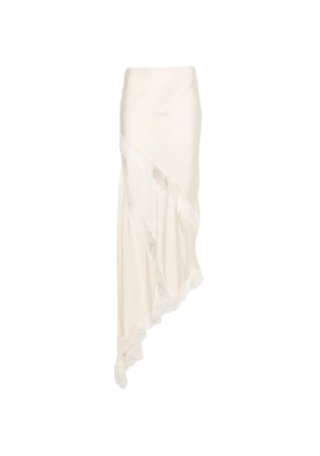 THE ANDAMANE Rosetta lace-detail asymmetric midi skirt - Neutrals