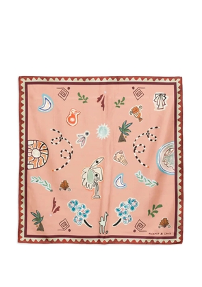 ALEMAIS bordered print scarf - Pink