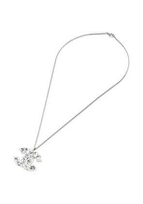 CHANEL Pre-Owned 2000s heart-pendant rhinestone necklace - Silver